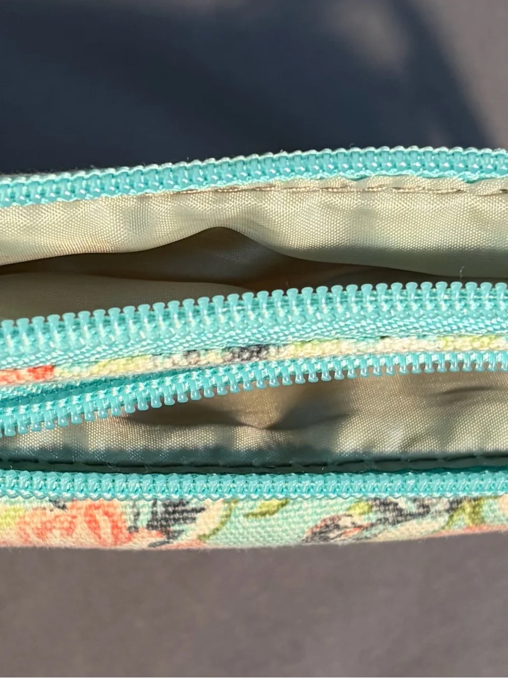 Floral Canvas Wristlet Bag in Light Blue